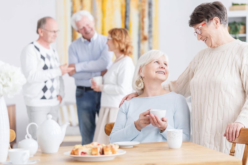 Seniors having a tea party